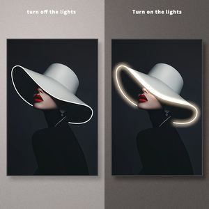 Ritratti femminili alla moda di arte della parete a LED moderni <span class=keywords><strong>in</strong></span> bianco e <span class=keywords><strong>nero</strong></span> immagine originale per la pittura decorativa del salotto di casa - Product Image 4