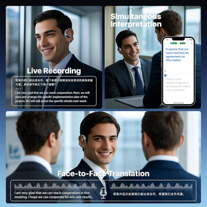 Auriculares de IA con pantalla táctil y traductor de idiomas en tiempo real para 144 idiomas, compatibles con dispositivos IOS y Android - Product Image 3
