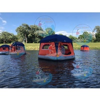 Tente flottante gonflable pour camping aquatique, radeau de pêche gonflable, plateforme flottante aquatique avec tente
