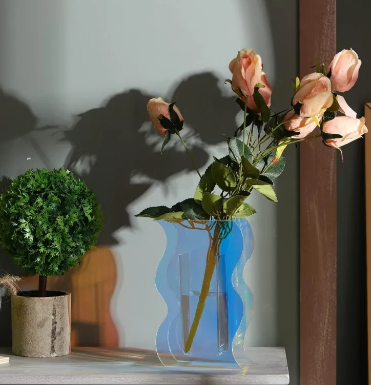 Irregular Desktop Colorido Casamento Tabela Acrílico Vaso De Flor Onda Em Forma De Acrílico Vasos para Flores Home Office Decoração Do Casamento