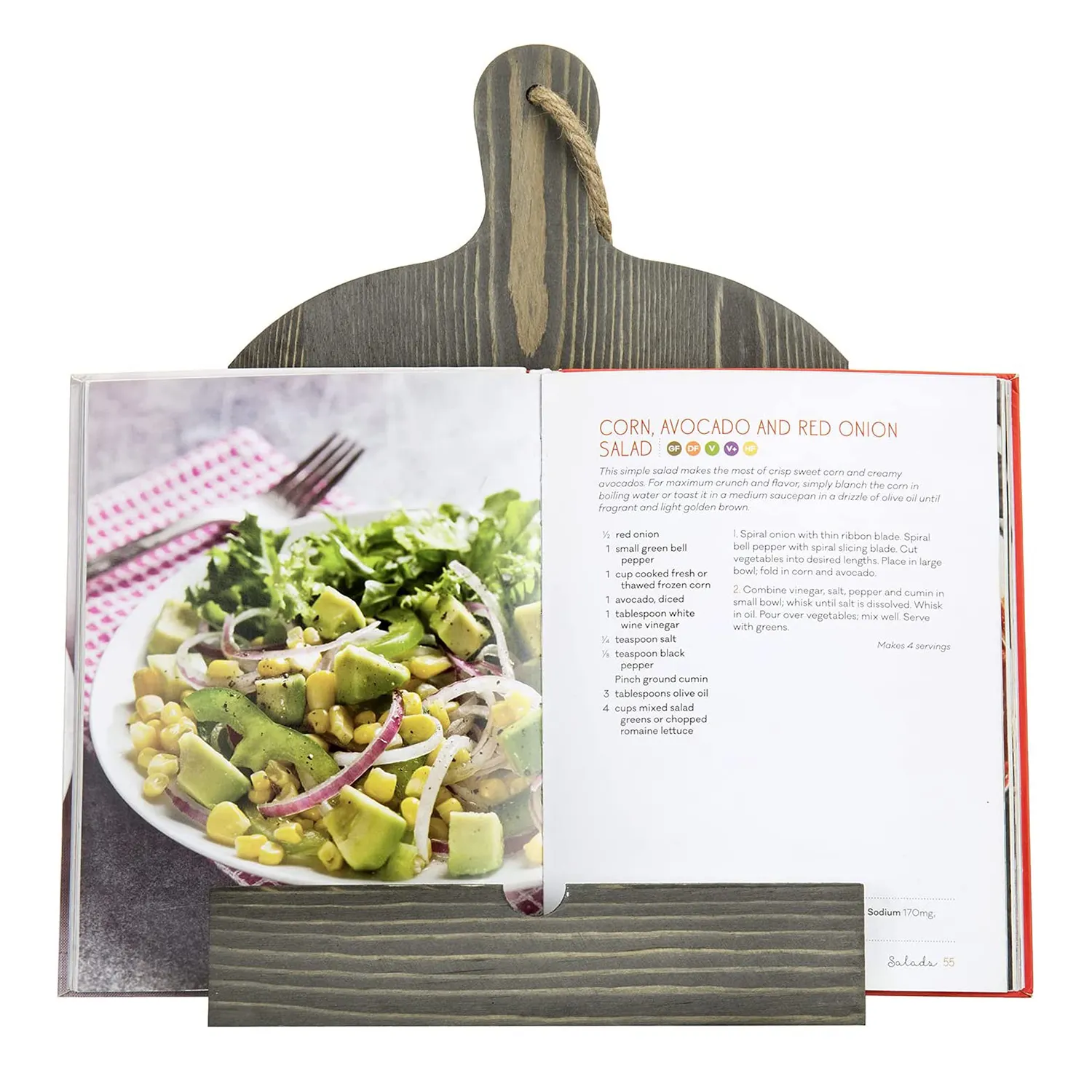 Rústico Cozinha Personalizado Acessórios Cookbook Stand Madeira Ajustável Recipe Book Holder