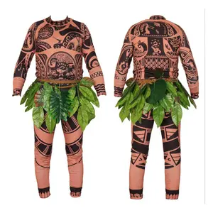 S-2XL Cosplay Halloween pria dewasa, kostum tato Maui HCMO-003