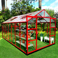 Kit de serre en polycarbonate avec structure en aluminium pour jardin extérieur, avec aération de toit, 14' x 8' x 7.5' pieds