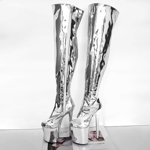 Bottes à plateforme tendance mi-mollet pour la danse sur barre, talons hauts sexy pour les boîtes de nuit, chaussures de modèle pour le plaisir. - Product Image 3
