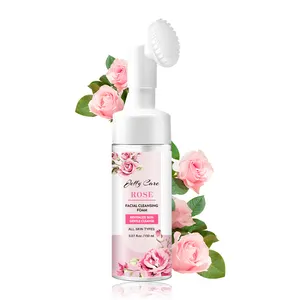 Mousse nettoyante Rose naturelle, soins de la peau, Anti-acné, lavage du visage, démaquillant, Mousse nettoyante pour le visage avec brosse