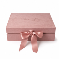 Boîte cadeau en papier à couvercle rabattable avec nœud en ruban de satin, logo personnalisé, emballage rigide pour mariage, cosmétiques, bijoux, cadeaux