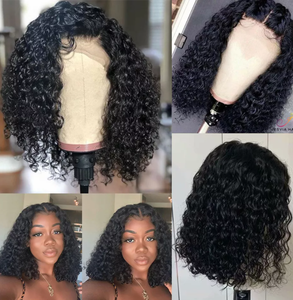 Peluca de cabello virgen con encaje frontal transparente 13x4, postizo de 200% de densidad, corte Bob rizado - Product Image 5
