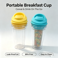 Bouteille d'eau Tritan avec couvercle pour céréales petit-déjeuner à emporter, écologique, à boire directement, idéale pour les enfants, la rentrée scolaire et les excursions