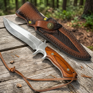 Cuchillo de Supervivencia Personalizable de Acero Inoxidable, Cuchillo Táctico para Exteriores, Uso Industrial Portátil, Mango de Madera DIY, OEM/ODM, 19.8 cm - Product Image 3