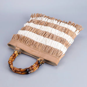 Bolsos de mano informales para mujer, borlas de verano, estilo bohemio, Asa de bambú, bolsos de playa, cremallera, vacaciones, tejido de hierba, nuevo <span class=keywords><strong>Bolso</strong></span> para mujer - Product Image 3