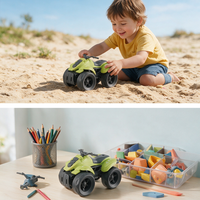 Moto tout-terrain de plage en paille de blé, modèle dessin animé, 10 pièces en boîte de présentation, 2 couleurs assorties