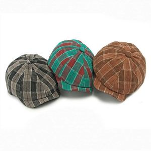 2024 New British Plaid 8 Panels Newsboy Cap Women Men Autumn Winter Vintage Beret <b>Hat</b> - Product Image 3