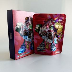 Nouvelle conception, sacs <span class=keywords><strong>en</strong></span> mylar holographiques découpés à la forme, refermables, 3,5 g, 7 g, 28 g, 1 livre, 8e, 3,5, exotiques, avec boîte, emballage anti-odeur - Product Image 2