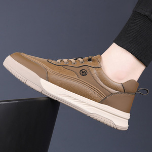 Chaussures décontractées pour hommes, semelle souple en caoutchouc, talon bas, détails de couture, style cuir marron, confortables pour les loisirs - Product Image 3