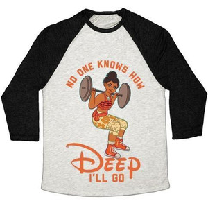ไม่มีใครรู้ว่าฉันจะลึกไปได้ไกลแค่ไหน เสื้อยืดเบสบอลแบบทรีเบลนด์สำหรับทุกเพศ รุ่นโมอาน่า พารอดี้ - Product Image 2
