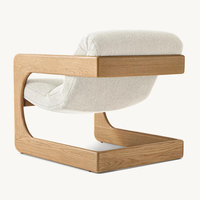 Fauteuil en bois rembourré de style moderne du milieu du siècle, chaise de salon avec coussin
