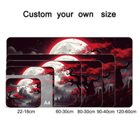 Tapis de souris gaming anime Full Moon Red Leaf grand format, taille personnalisée, en caoutchouc naturel, pour clavier et ordinateur portable, idéal pour le bureau