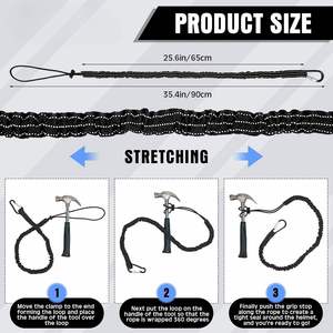 Anti-Drop Heavy Duty Retractable Tool Lanyard Screw <b>Lock</b> Adjustable Bungee Fall Protection Construction Black <b>Portable</b> - Product Image 2