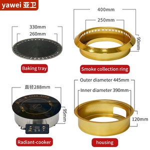 فرن الشواء Yawei بدون دخان كهربائي تجاري 450 يُخفض الروائح الدخانية من عادم السيارة فرن تناول الشواء بشكل دائري معدات تناول الشواء على الطراز الصيني - Product Image 3