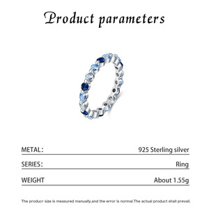 S925 Silver Stackable Promise <b>Ring</b> Gradient Blue CZ Eternity Blue Ombre <b>Crystal</b> Full Eternity <b>Ring</b> Fashion Jewelry for Her - Product Image 5