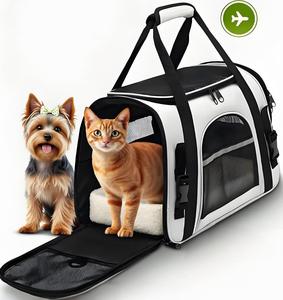 Sac de transport pour animaux de compagnie <span class=keywords><strong>en</strong></span> tissu Oxford de haute qualité, durable, forme carrée, fermeture éclair, respirant, portable, approuvé par les compagnies aériennes, pour chat et chien - Product Image 1