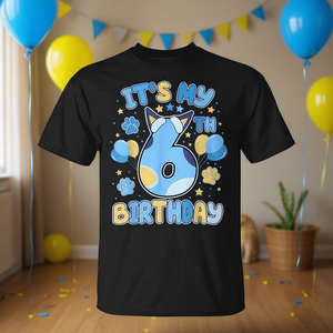 Camiseta para fiesta temática de perros azules para niños de 6 años, 6.º cumpleaños - Product Image 3