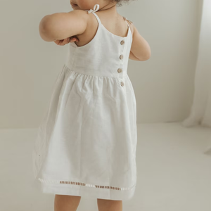 All'ingrosso abiti bianchi personalizzati <span class=keywords><strong>per</strong></span> ragazze nuovi piccoli vestiti Casual da bambina in <span class=keywords><strong>cotone</strong></span> estivi in Chiffon - Product Image 3