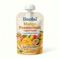 Sachet Doypack personnalisé imprimé en plastique pour jus liquide, gelée, aliments, 90g, avec bec verseur pour yaourt
