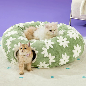 Özel katlanabilir kedi köpek matkap delik tünel oyuncak kare kedi Donut oyun tünel kadife pazen <span class=keywords><strong>Pet</strong></span> katı desen OEM - Product Image 2