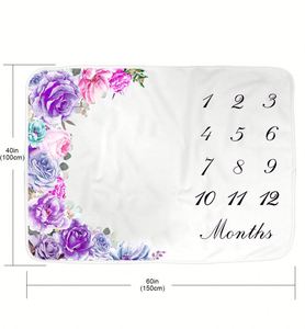 Digital Printing Floral Bonus Growth Newborn Christmas Photography Props Baby Milestone Monthly <b>Blanket</b> - Product Image 3