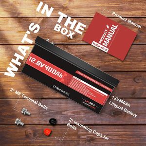 Batería de Litio LiFePO4 de 12V 400Ah 5120Wh con BMS de 200A Integrado para RV, Energía Solar, Almacenamiento de Energía Doméstica y Aplicaciones Fuera de la Red - Product Image 1
