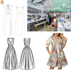 Vestido Mini Bohemio con Estampado Floral y Volantes, Vestido de Verano con Cuello en V y Mangas Abullonadas para Mujer, con Bolsillos, para <span class=keywords><strong>Vacaciones</strong></span> en la Playa y Festivales de Música - Product Image 2