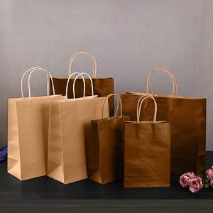 Custom logo Tote Paper Packaging Bag Takeout Brown Kraft Paper Bag Handle Handheld Luxury Art Jewelry Gift Shopping Paper Bag - Product Image 6