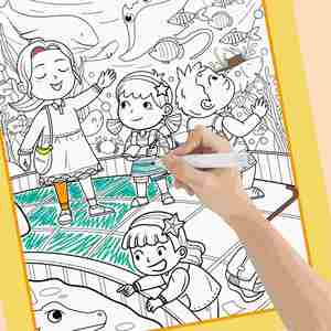 Livre de coloriage pour tout-petits : Découvrez les animaux mignons, plusieurs scènes amusantes, autocollants cachés créatifs - Product Image 1