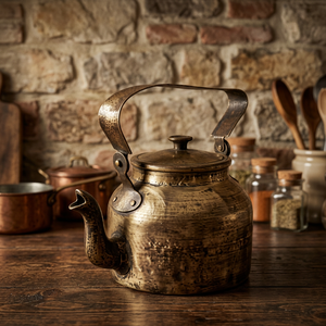 Vintage Metal Tea Kettle With <b>Lid</b> And Handle Water <b>Pot</b> For Tea Brewing - Product Image 4
