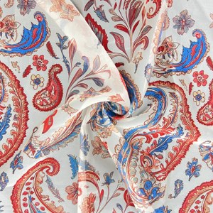Fábrica personalizada 100% poliéster brillante Organza satén tela Paisley estampado brillo seda acabado para ropa de dormir cortinas niñas - Product Image 4
