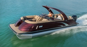 Neuheit: 27 Fuß Aluminium Pontonboot mit Schwimmsteg und Bügel, Luxuriöses GFK-Partyboot zum Cruisen, Angeln und für Sport, inklusive Außenbordmotor - Product Image 3