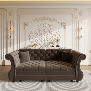 Canapé-lit Chesterfield classique de 83,8 pouces en velours, <span class=keywords><strong>convertible</strong></span> avec capitonnage floral, design intemporel, canapé-lit durable - Product Image 5