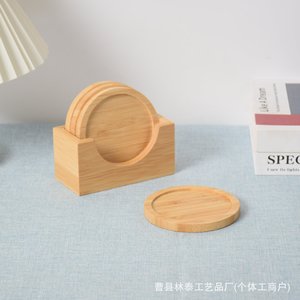 Posavasos redondos de bambú, aislantes del calor, antideslizantes, para café, té, uso doméstico, juego de cuatro - Product Image 5