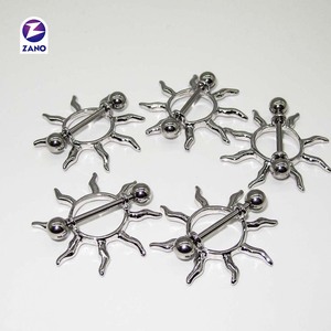 Pezón de acero inoxidable Piercing Sun Barbell Nipple Shield Ring Anillos de pezón encantadores para mujeres Piercing para el cuerpo Joyería - Product Image 6