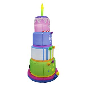 Decoraciones inflables de pastel de <span class=keywords><strong>Feliz</strong></span> Cumpleaños de 8 pies, decoraciones inflables <span class=keywords><strong>para</strong></span> patio de vacaciones iluminadas al aire libre - Product Image 3