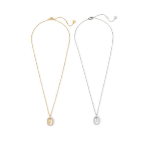 Collana con Ciondolo a Forma di Lettera N e Diamante 10x15cm, Stile Collare, Gioielli alla Moda in Acciaio, Tono Oro e Argento - Product Image 2