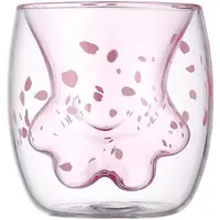 Alto borosilicate criativo engraçado, parede dupla, xícara de vidro, animal, gato, caneca de vidro