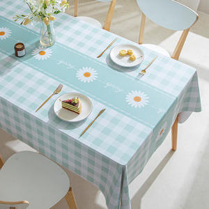 Nappe rectangulaire en PVC imprimé, imperméable et résistante à l'huile, pour usage domestique, couverture de table basse, à rayures, plantes et fleurs - Product Image 3