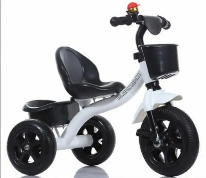 Pequenos brinquedos china fábrica atacado dupla assento crianças triciclo dois lugares crianças passeio no carro triciclo com assento traseiro para 1-4year