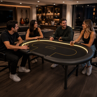 Table de jeu pliante ovale avec éclairage LED et pieds carrés robustes – Idéale pour le divertissement à domicile