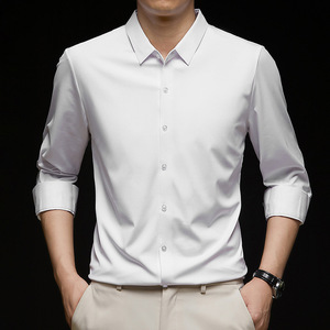 New Fashion <strong>Men</strong> Spring Autumn Solid Color Cheap Shirts Character Button Lapel <strong>Long</strong> Sleeve Business Tops Blouse Casual Shirt - Product Image 2