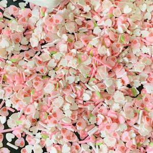 100 г/мешок розовое сердце клубника смешанные ломтики полимерной глины 3D ремесленные ломтики слизи куклы для украшения чехла для мобильного телефона - Product Image 2