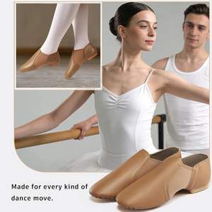 Chaussures de jazz unisexes Dynadans, dessus en cuir PU, à enfiler, talon plat, pour femmes et hommes - Product Image 2