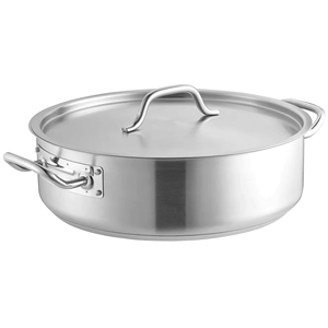 Grande marmite commerciale de braisage 25L en acier inoxydable robuste, compatible induction, pour soupes et plats chauds - Product Image 1